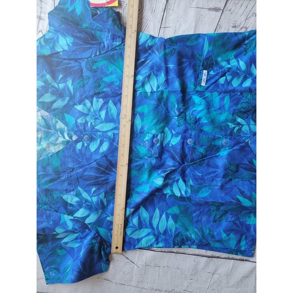 Vintage Cherokee Tropica Bluel Floral Button Up Scrub Top Nurse Top New Size XL - Picture 8 of 10